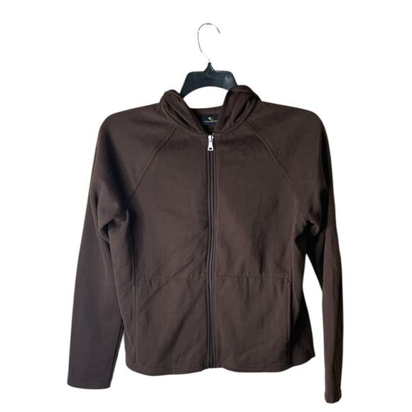 Tek Gear Fleece Sweatshirt Women M Long Sleeve Full Zip Raglan Cut Hooded Sporty - Picture 1 of 7